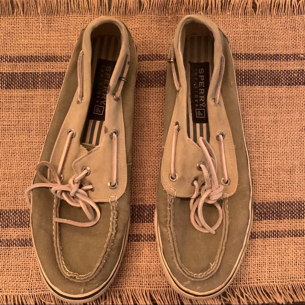 Green Sperry shoes